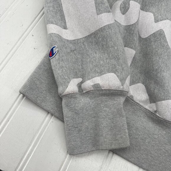 Champion Reverse Weave Gray Hoodie Sweatshirt White Script Men's size Medium - Picture 7 of 7